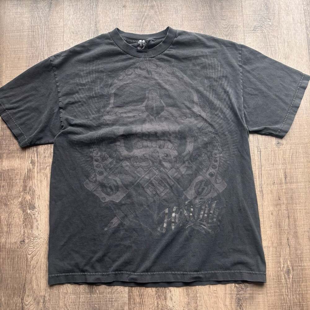 Hostility Graphic T-Shirt Size XL Black Skull Y2K